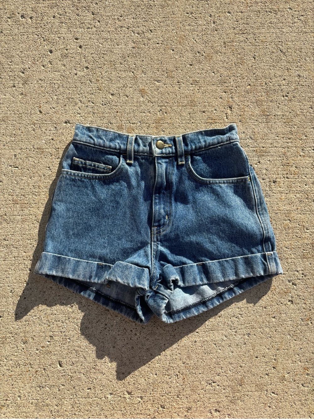 American Apparel High-Waist Cuffed Denim Shorts | Size 25 | Medium Wash 🌀